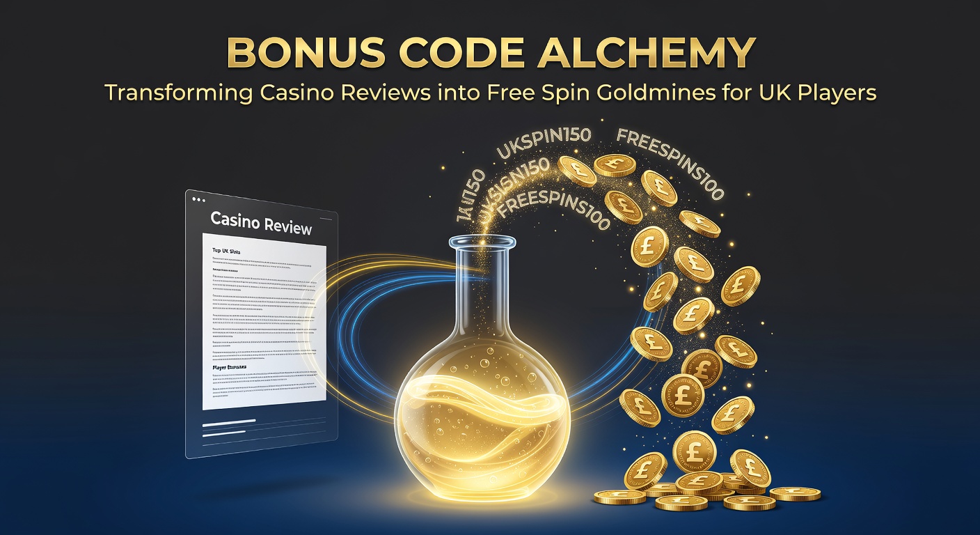 Vibrant illustration of golden coins spilling from a casino review page, symbolizing bonus code treasures unlocking free spins