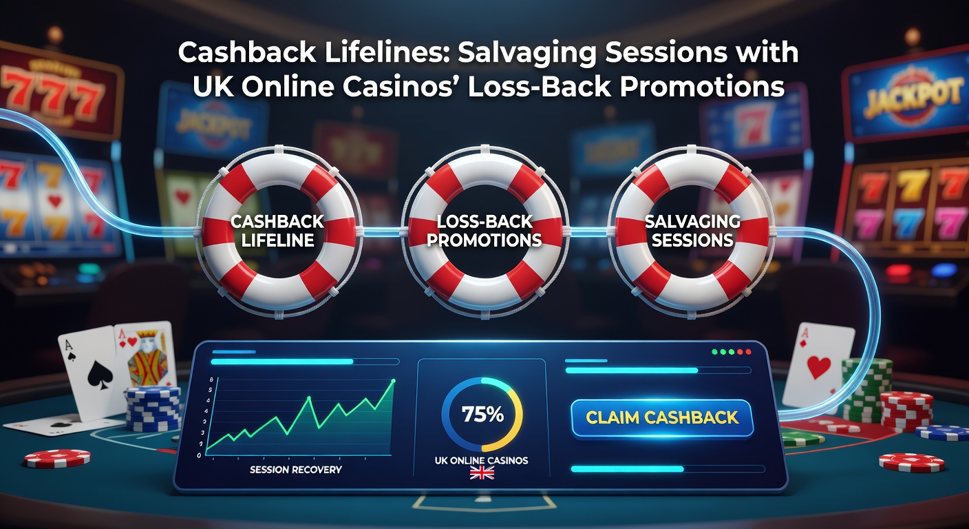 Vibrant screenshot displaying a UK online casino's cashback promotion banner, highlighting 10-20% loss refunds with glowing lifeline graphics and player testimonials