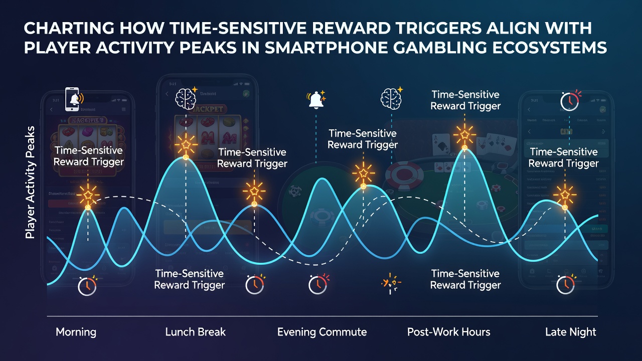 Data visualization showing player activity peaks aligned with time-sensitive reward triggers in smartphone gambling apps