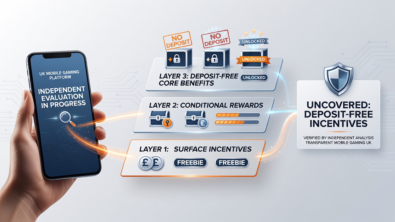 Close-up of mobile screen showing layered bonus offers and evaluation notes