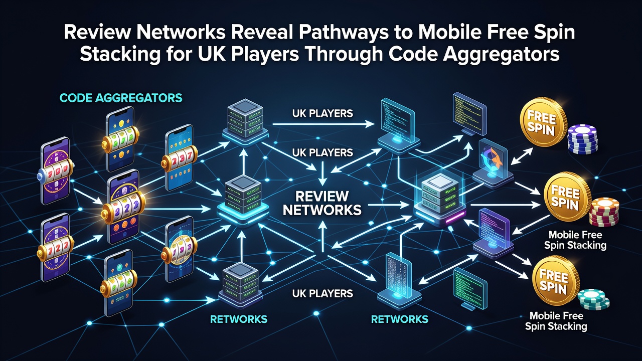 Mobile phone showing stacked free spin offers from multiple casino review aggregators