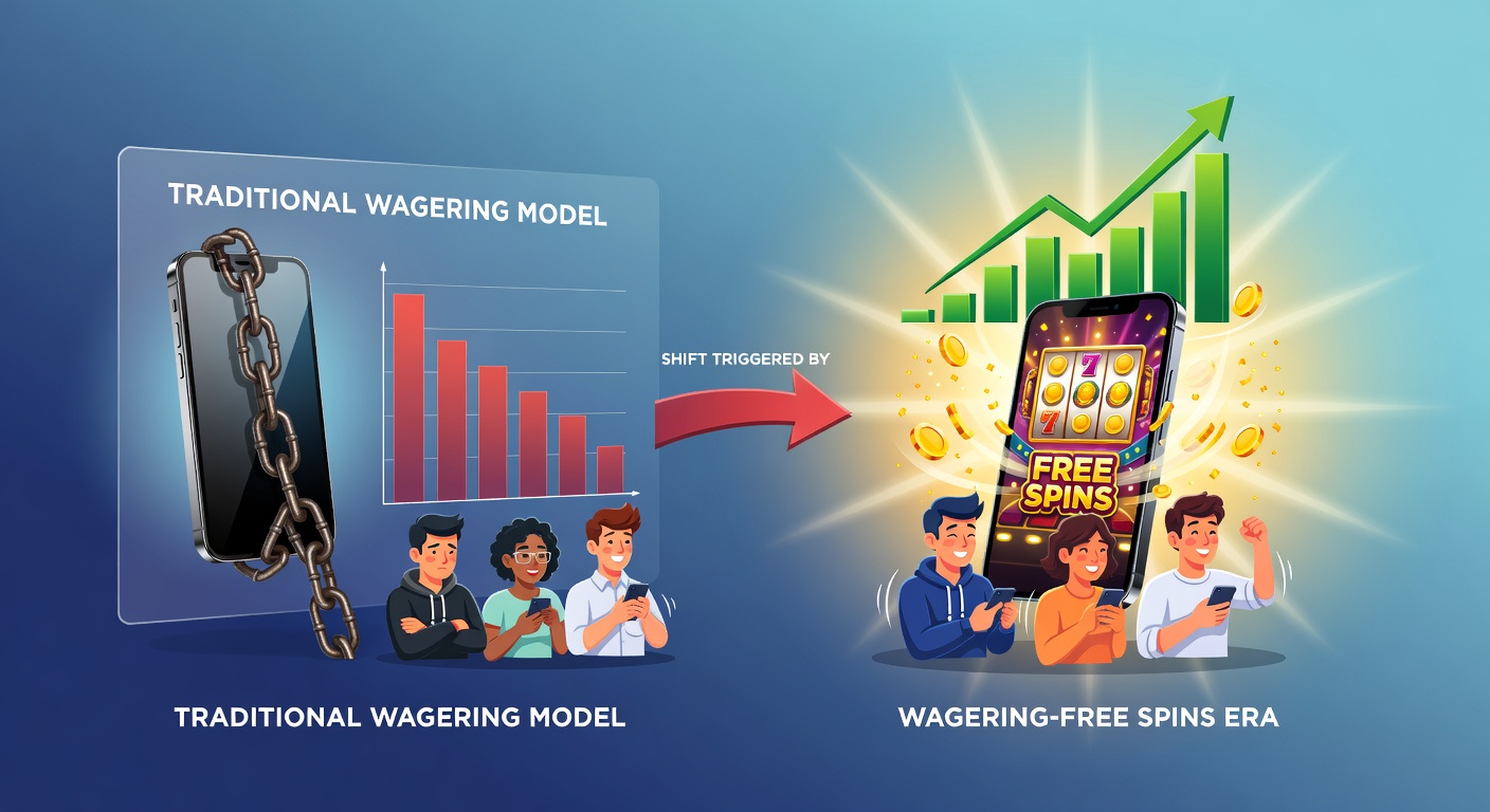 Mobile casino player engaging with wagering-free spins on a smartphone screen showing vibrant slot interface